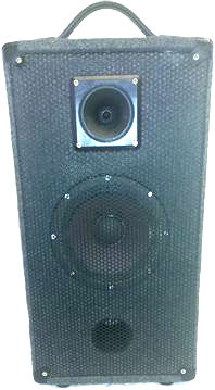 The unique Trac2 high performance vocal stage monitor wedge shown in an upright position